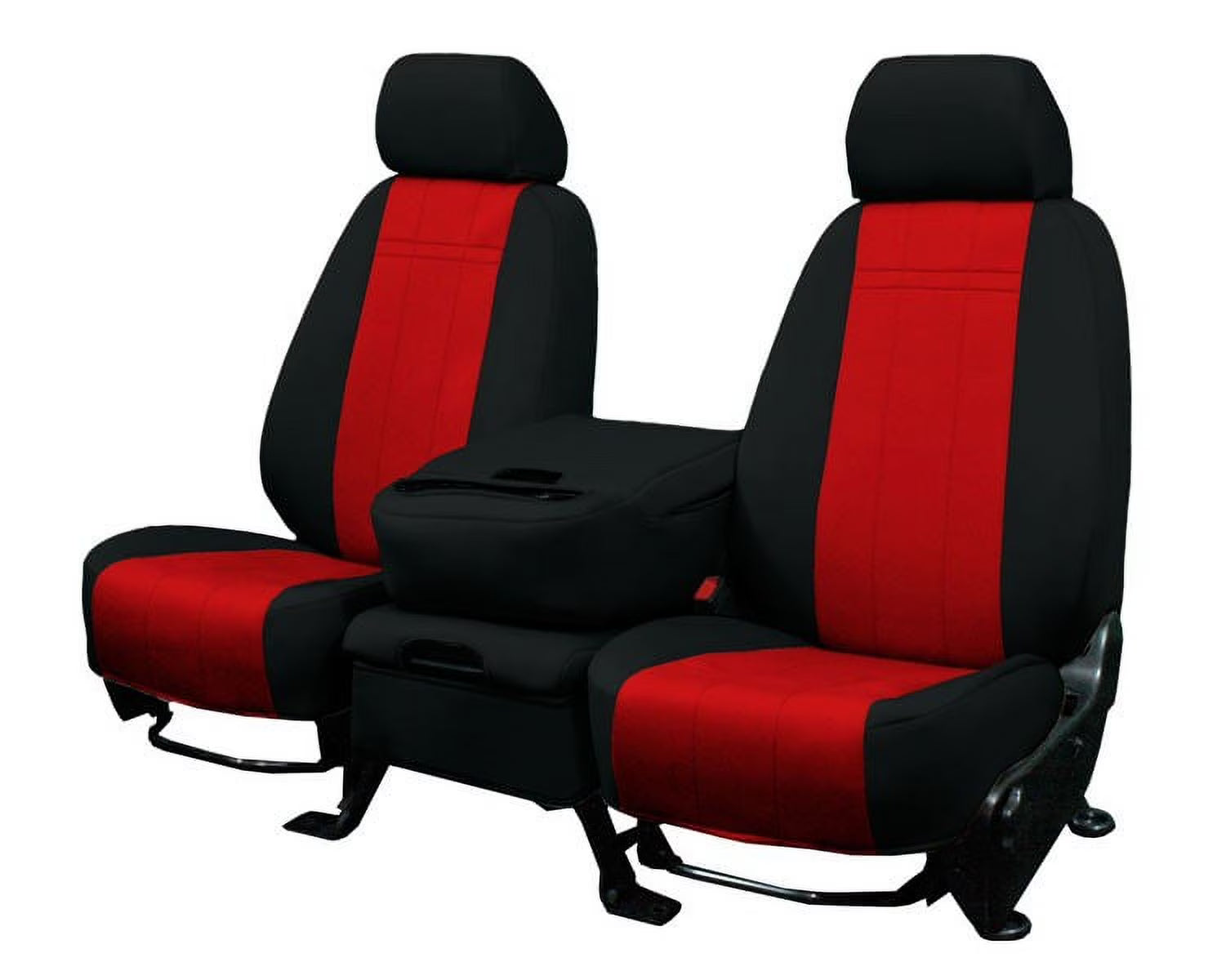 CalTrend Rear 60/40 Split Bench NeoSupreme Seat Covers for 2003-2007 Chevy/GMC Silverado|Sierra 1500-3500 - CV375-02NN Red Insert with Black Trim