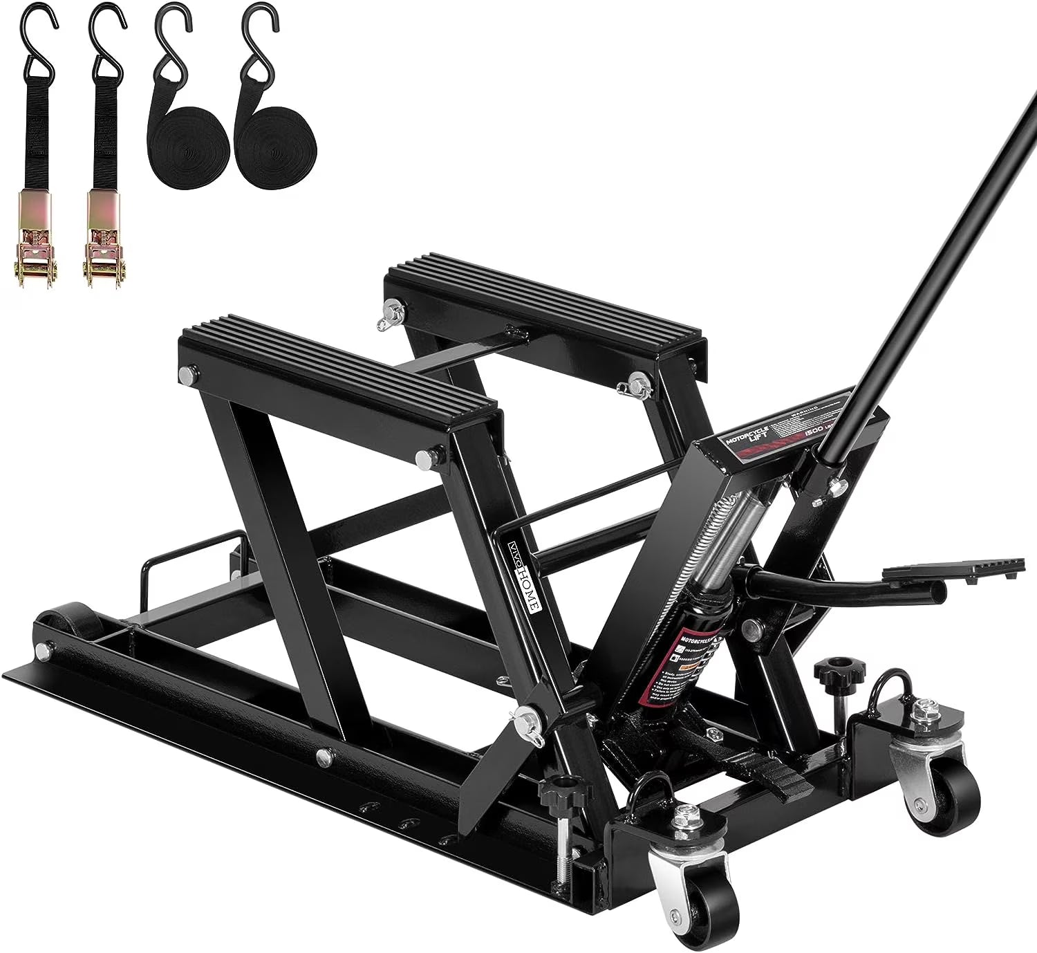 SPECSTAR Steel Hydraulic Motorcycle ATV Lift Jack Hoist Stand 1500 lbs, Black