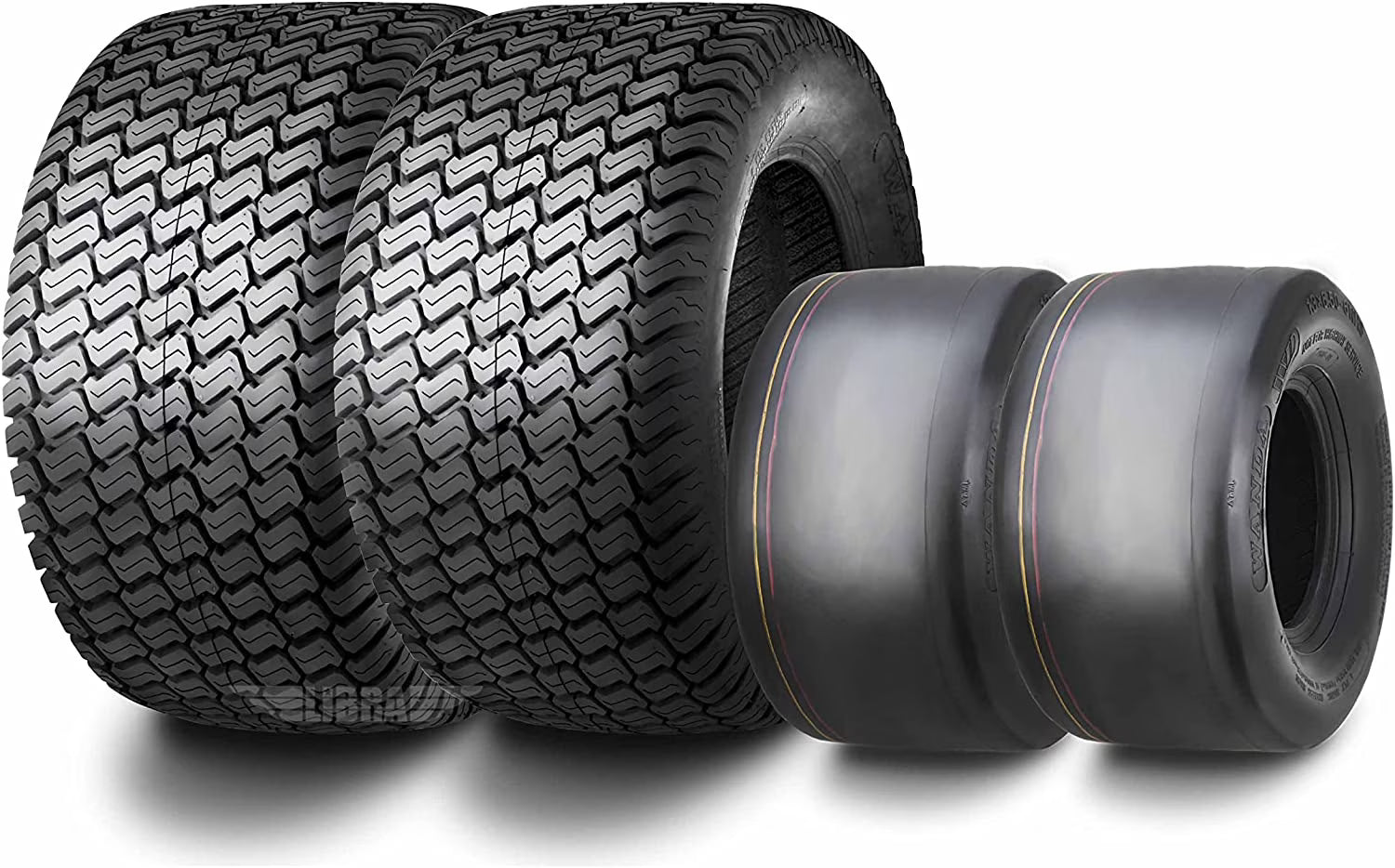 Set 4 WANDA Zero-Turn Lawn Mower Turf Tires 11x4-5 Front & 18x8.5-8 Rear /4PR -13207/13028