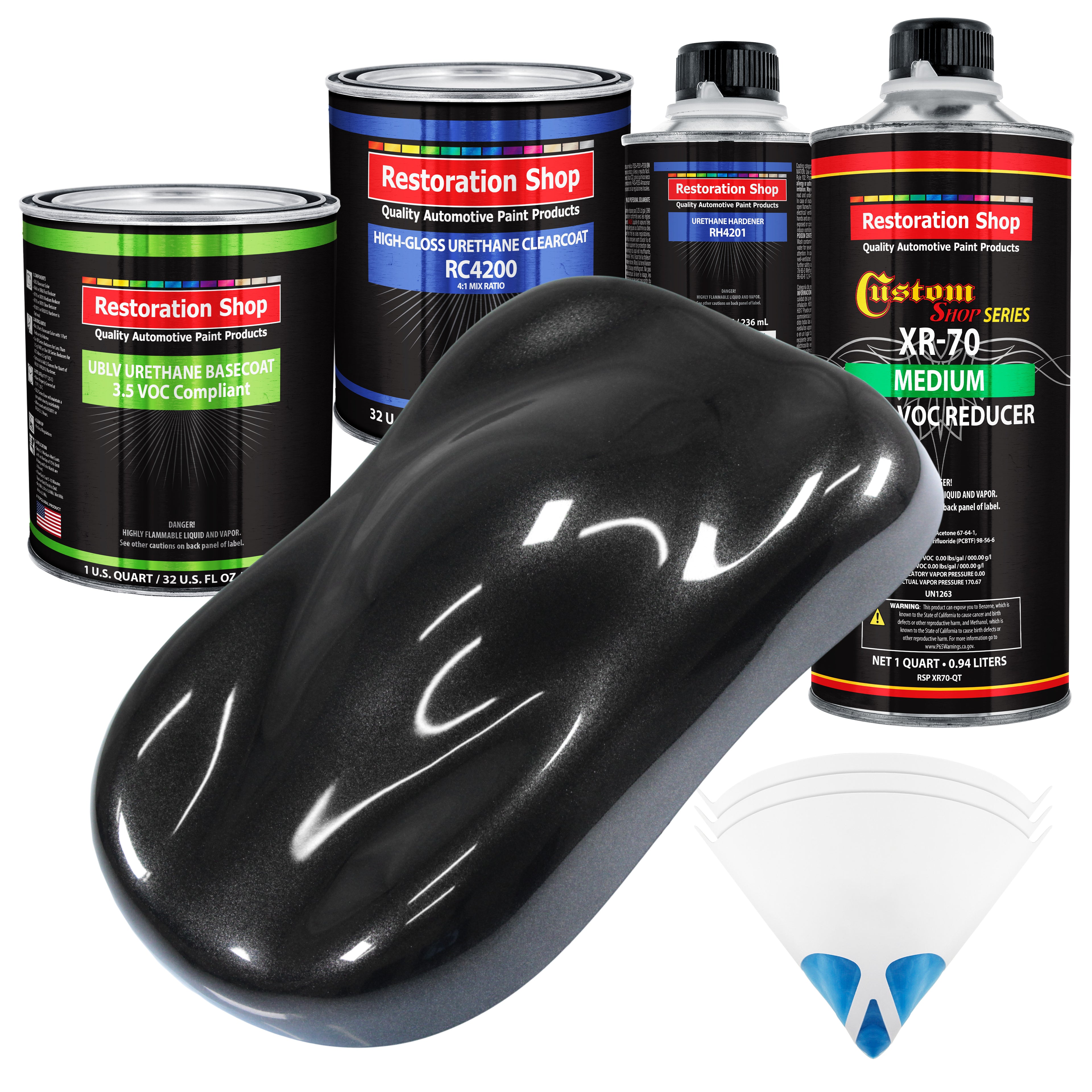 Black Sparkle Metallic Quart Kit Low VOC URETHANE BASECOAT Car Auto Paint Kit