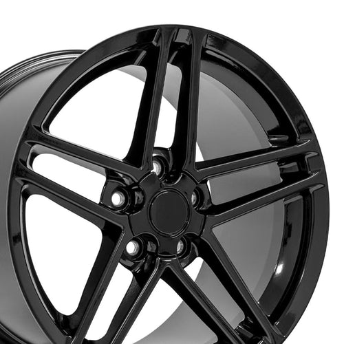 18-inch Fits Chevrolet - Corvette C6 Z06 Aftermarket Wheels - Black 18x10.5 / 17x9.5 - Staggered Set of 4 Fits select: 1993-1997 CHEVROLET CAMARO Z28, 2002 PONTIAC FIREBIRD FORMULA/TRANS AM
