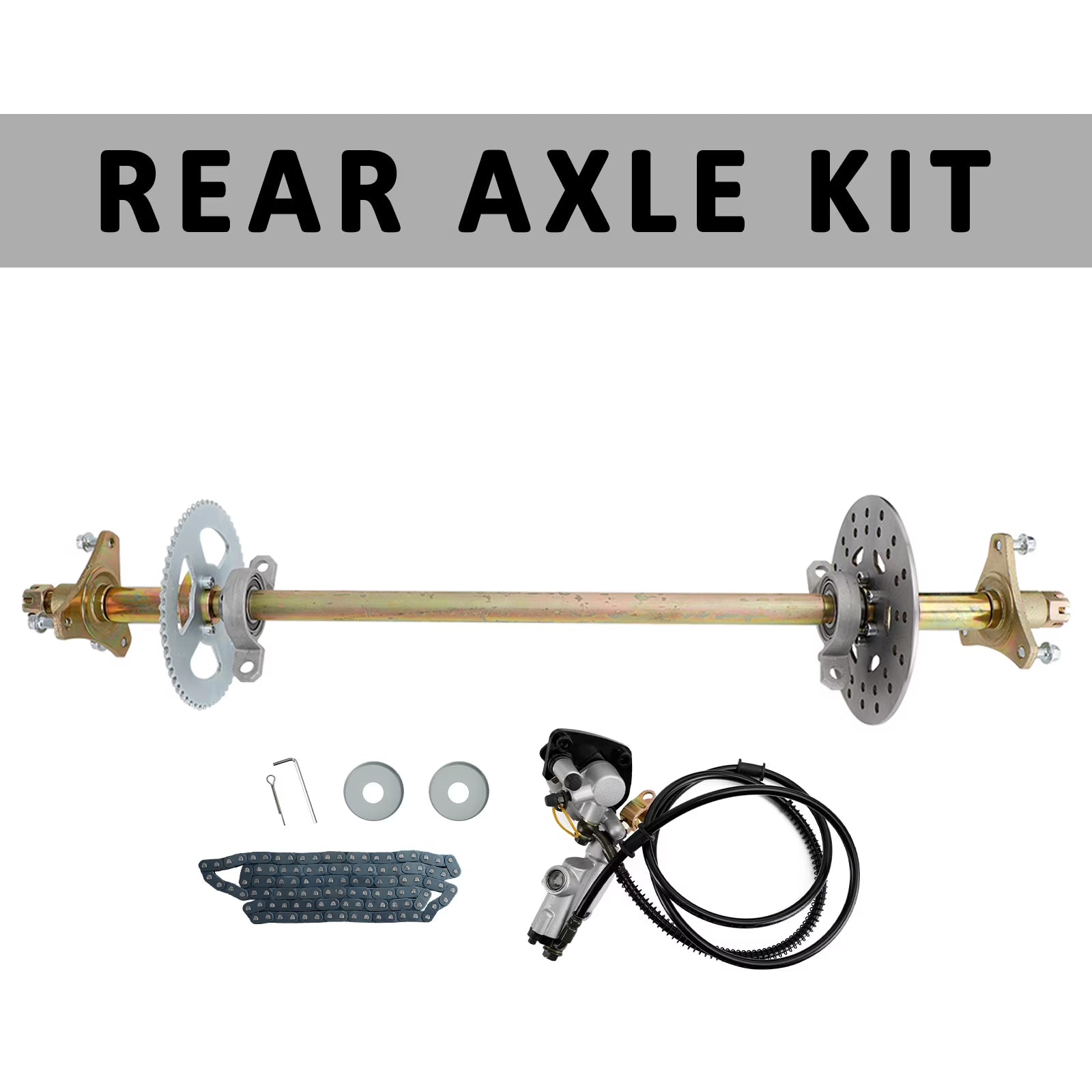 Mad Hornets 29  ATV Quad Go Kart Rear Live Axle Kit Sprocket Brake Wheel Hub Brake Assembly