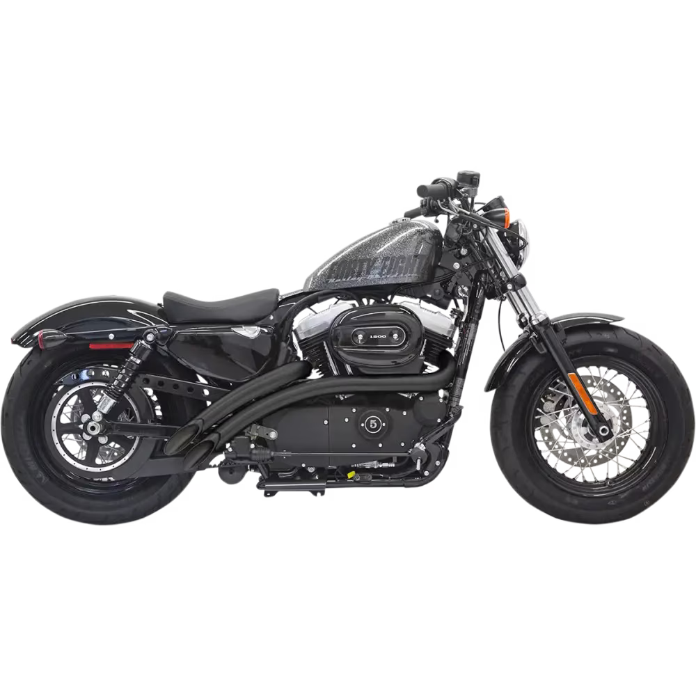 Bassani Radial Sweepers Black Exhaust System w/Black Heat Shields (1X2FB)