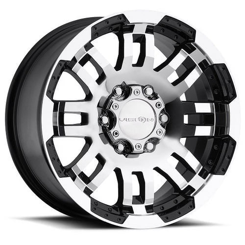 18  Vision 375 Warrior Gloss Black Machined Face Wheel 18x8.5 6x5.5 Rim 18mm