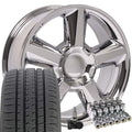 OE Wheels 20 inch Chrome 5308 Rims Bridgestone Tires Lugs TPMS Fits Specific GM Trucks Tahoe Style