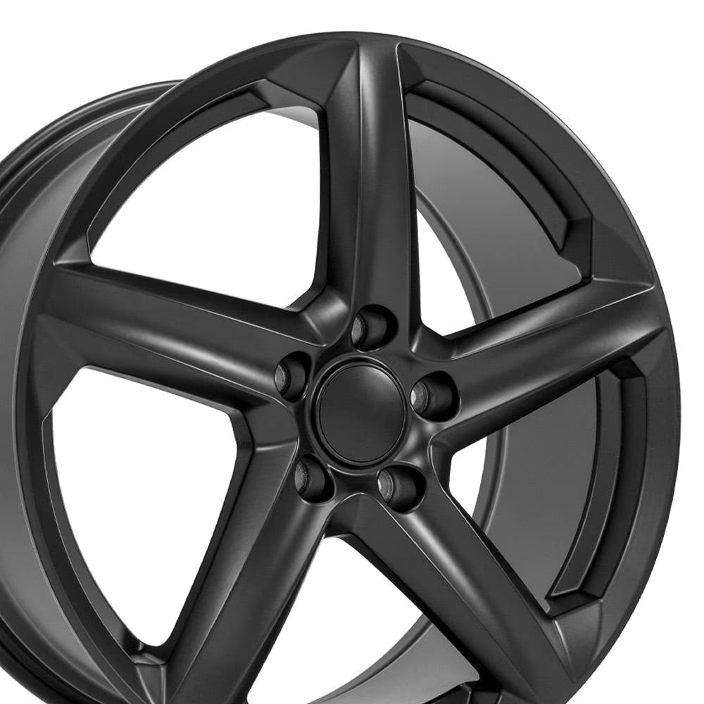 OE Wheels 18 inch Black Machined 5911 Rims Tires TPMS Set Fit Specific GM Trucks - Trail Boss Style