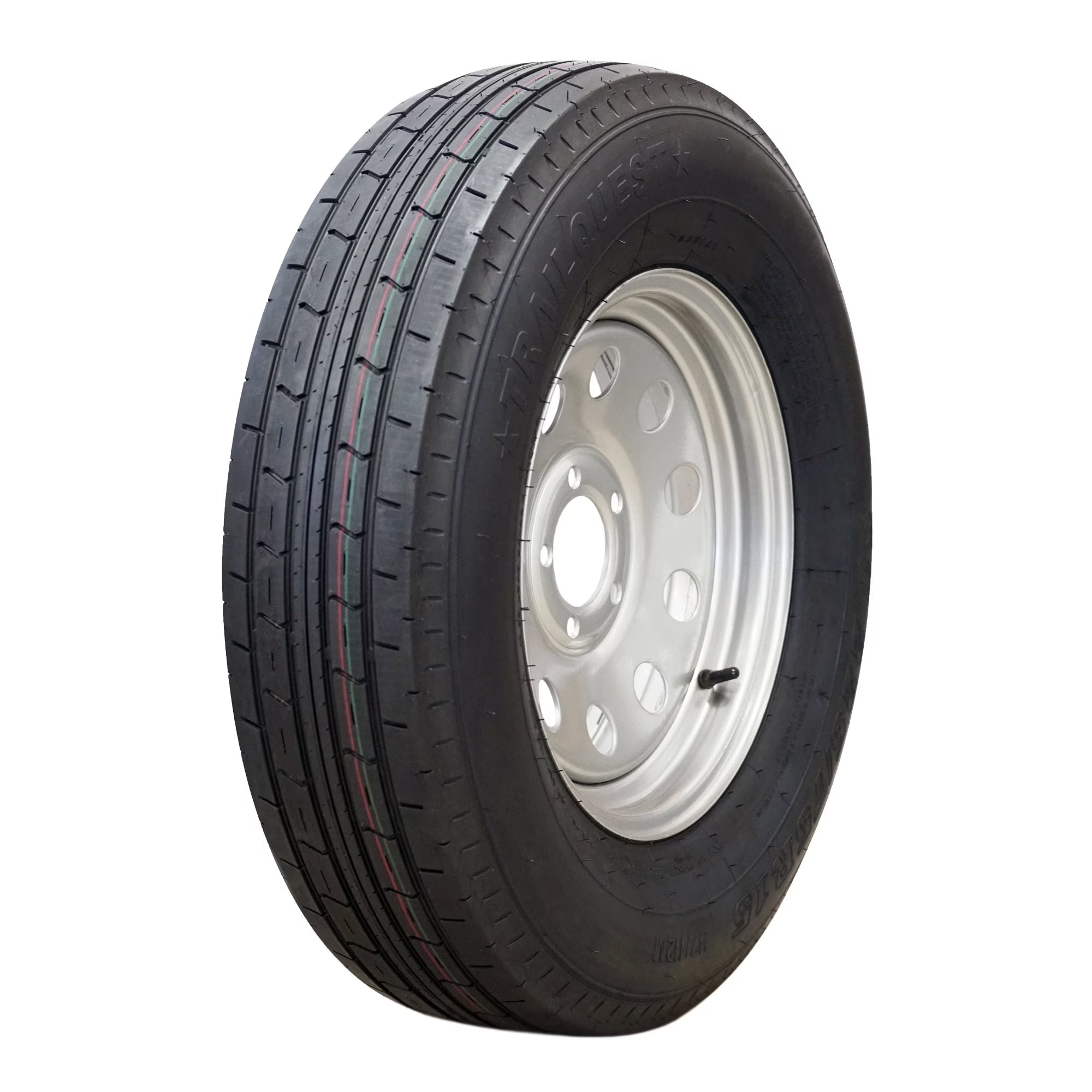 Trailquest 15  10 ply Radial Trailer Tire & Wheel - ST 225/75R15 5 Lug (Silver Mod), 5x5 Bolt Pattern
