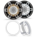 Fusion 1 pair SG-FL653SPG 6.5  Signature i3 Series RGB LED Marine Coax Gray Sport Grills with 1 Pair Fusion MS-FM65KIT 6.5  White Flush Mount Kit