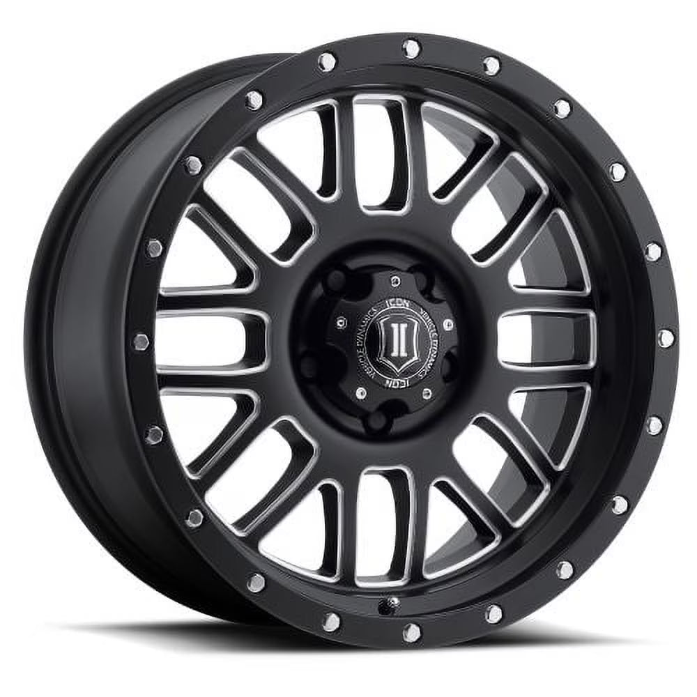 ICON Alloys Alpha, Satin Black, Milled Windows, 20x9 / 5x150, 16mm OS, 5.625  BS