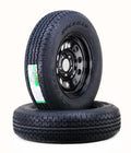 ROCKMAN Trailer Tire Wheel Assembly ST205/75R15 8-Ply D 107M 5 Lug on 4.5  PCD Black Mod Rim ,SET 2