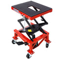 Kojooin Heavy Duty Hydraulic Motorcycle Lift Jack Table, Scissor Lift Stand Foot Operated ATV Dirt Bike Scissor Stand with 4 Wheels, Lifting Range 13.78-34.25 Inches