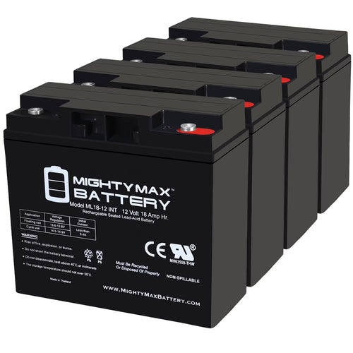 12V 18AH SLA INT Replacement Battery for EW72 Mobility Scooter - 4 Pack