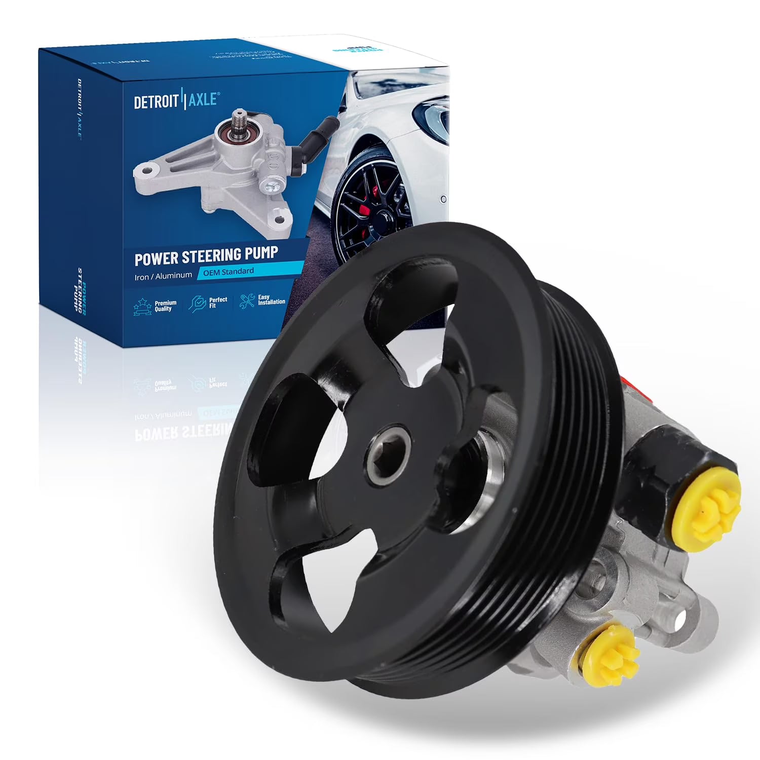 Detroit Axle - 2.4L Power Steering Pump for 2002-2009 Toyota Camry Solara 2003 2004 2005 2006 2007 2008 Power Steering Pump w/Pulley Replacement 21-5245