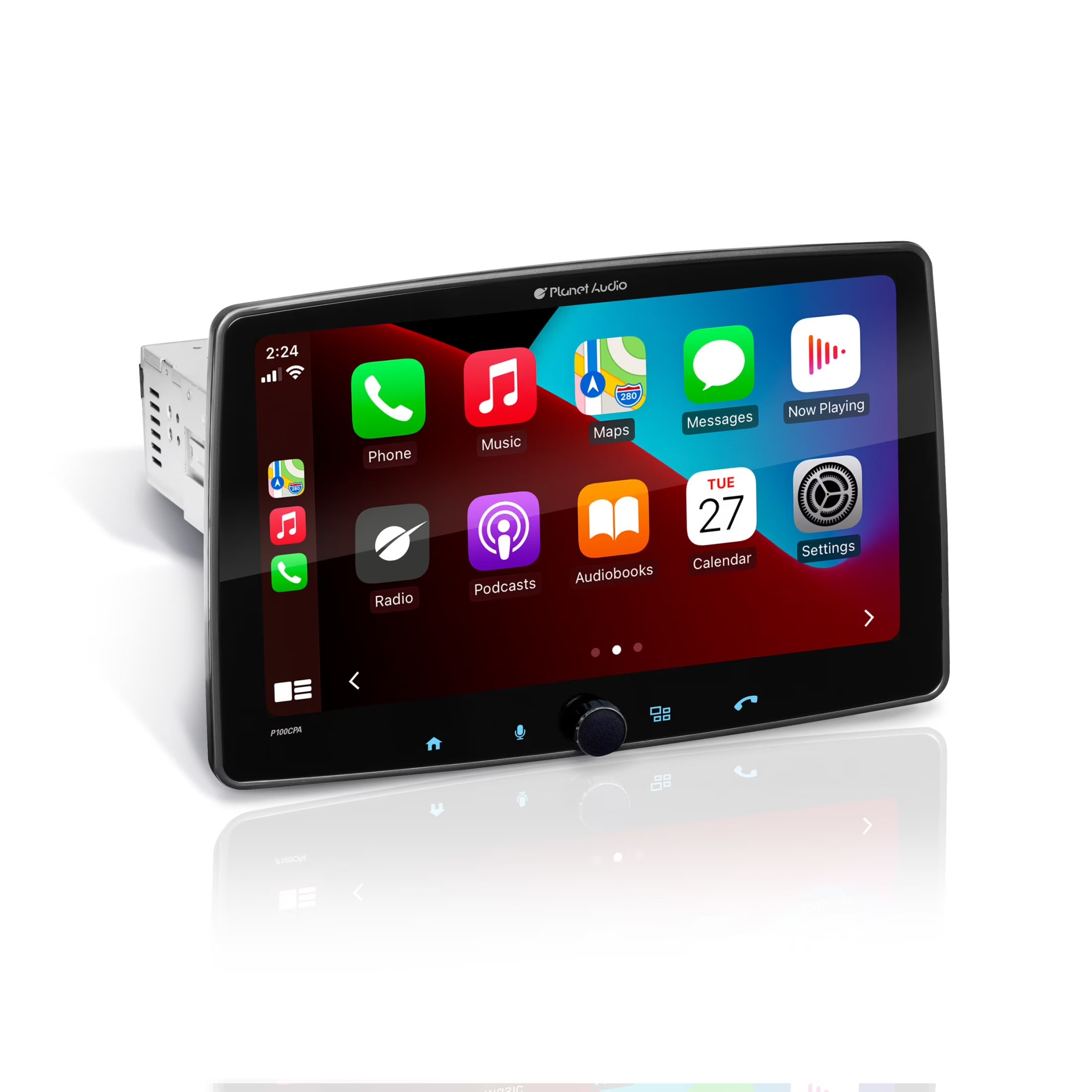 Planet Audio P100CPA Car Stereo - Apple CarPlay, Android Auto, Single Din, 10.1 Inch Touchscreen, Bluetooth, No CD DVD Player, AM/FM Radio Receiver