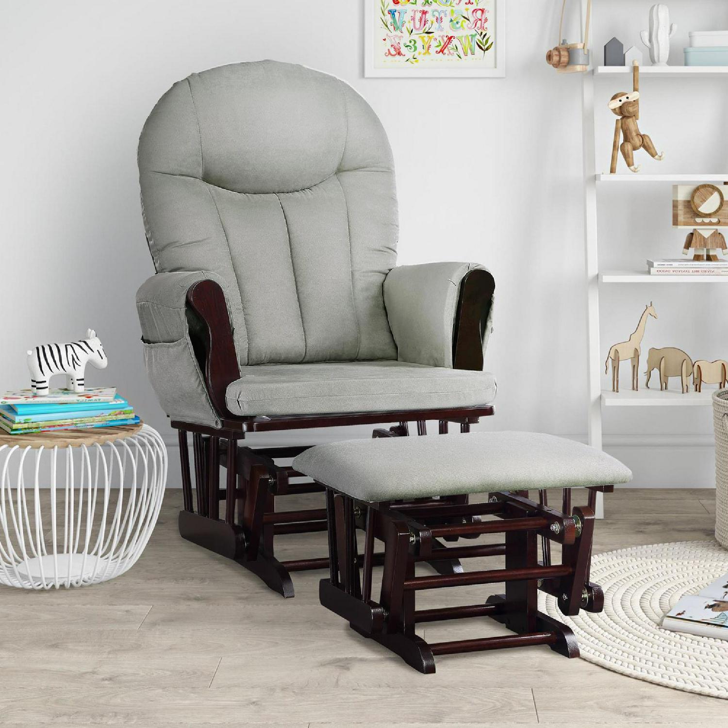Baby Relax Huntington Glider Rocker. Gray and Espresso