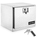ARKSEN 18  Aluminum Truck Underbody Diamond Plate ToolBox w/ T-Handle Latch Durable Pickup Trailer Storage Organizer Tool Box Key Lock, Silver