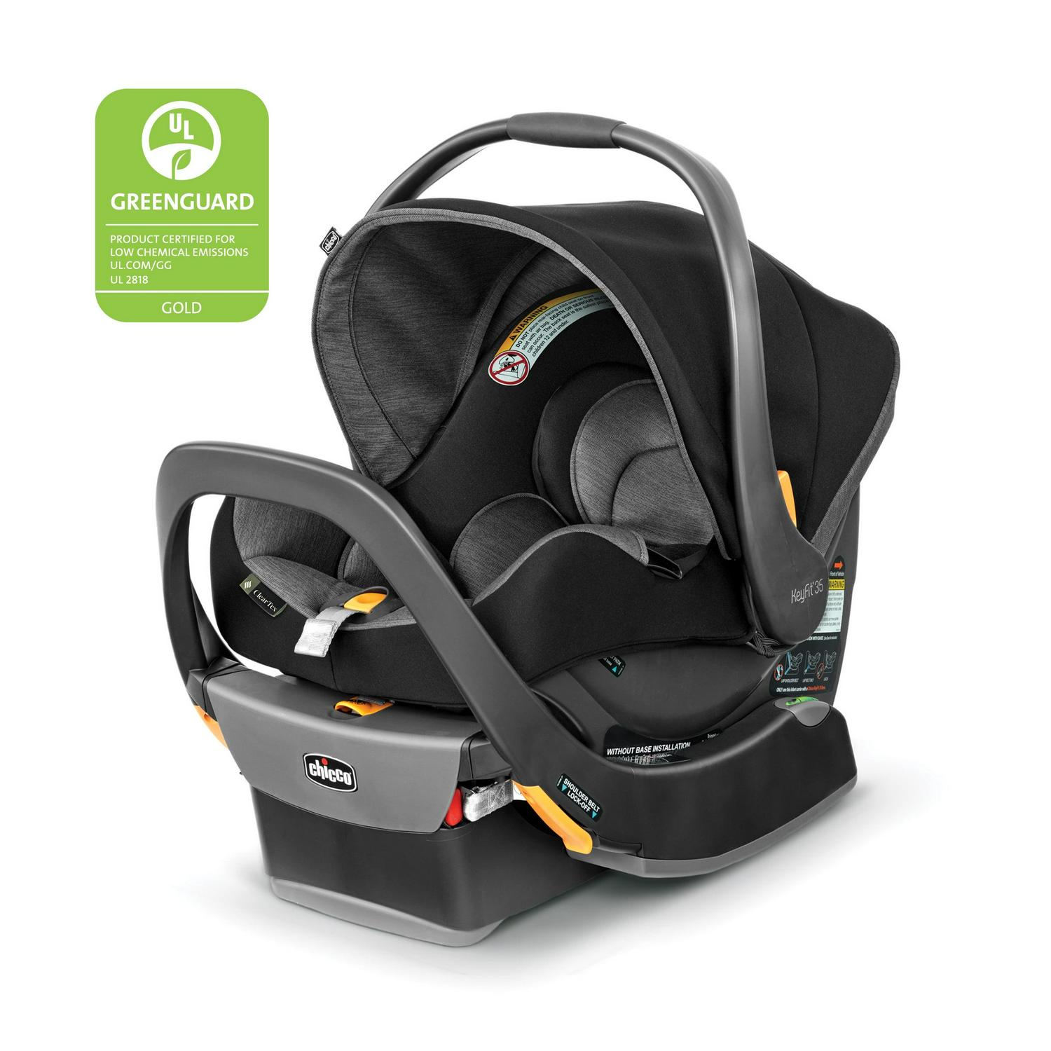 Chicco KeyFit 35 ClearTex 35 lbs Extended Use Infant Car Seat - Shadow (Black). New