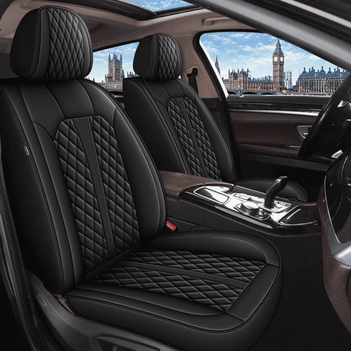 DIKSOAKR 2 Front Seat Car Seat Covers Fit for Honda Pilot 2005-2016: Auto Interior Accessories, Waterproof Faux Leather Vehical Car Seat Cushions Cover??Black,2 PCS Front Only??