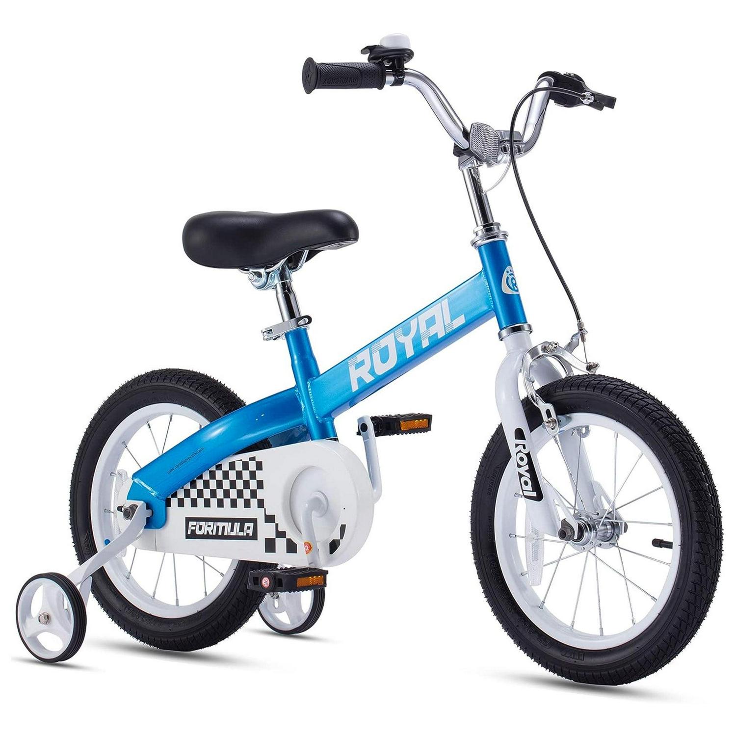 RoyalBaby Formula 14¡å Kids Bike with Training Wheels & Coaster Brake. Blue