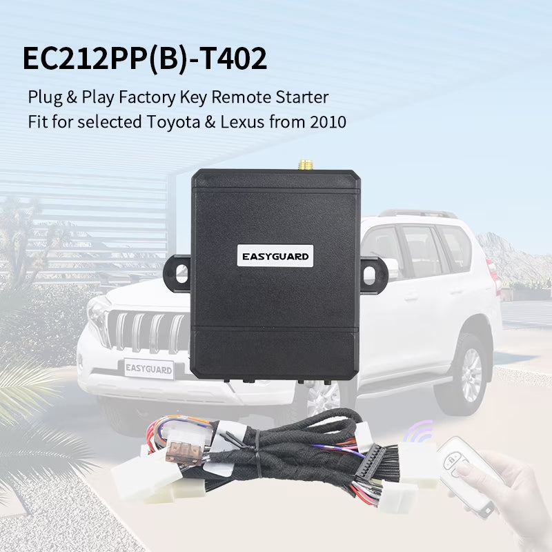 EASYGUARD Plug & Plug Remote Starter fit for Selected Toyota Reiz 10-18, Sienna 11-21, Prado 10-17, 4 Runner 10-17 & RX350 RX450H 10-15/GX460 10-17 with OEM Push Start Button Automation Gas LHD Car