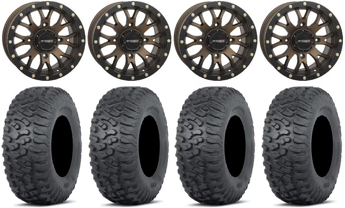 System 3 ST-3 15  Wheels Bronze 32  Terra Hook Tires Can-Am Maverick X3 / Honda Pioneer 1000 / Talon