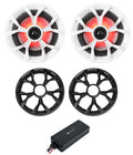 (2) Rockville RKL65MBW 6.5  700w Speakers w/LED+Bluetooth Amp For ATV/UTV/RZR