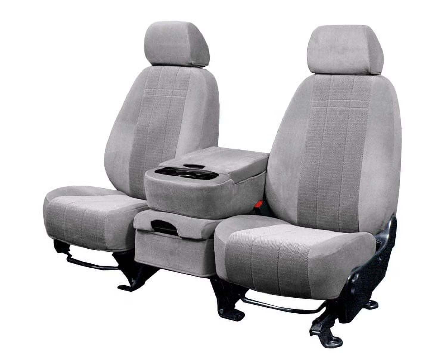CalTrend Front Velour Seat Covers for 2003-2007 Chevy/GMC Avalanche|Suburban|Tahoe|Silverado|Sierra 1500-3500 - CV379-08RR Light Grey Premier Insert with Classic Trim