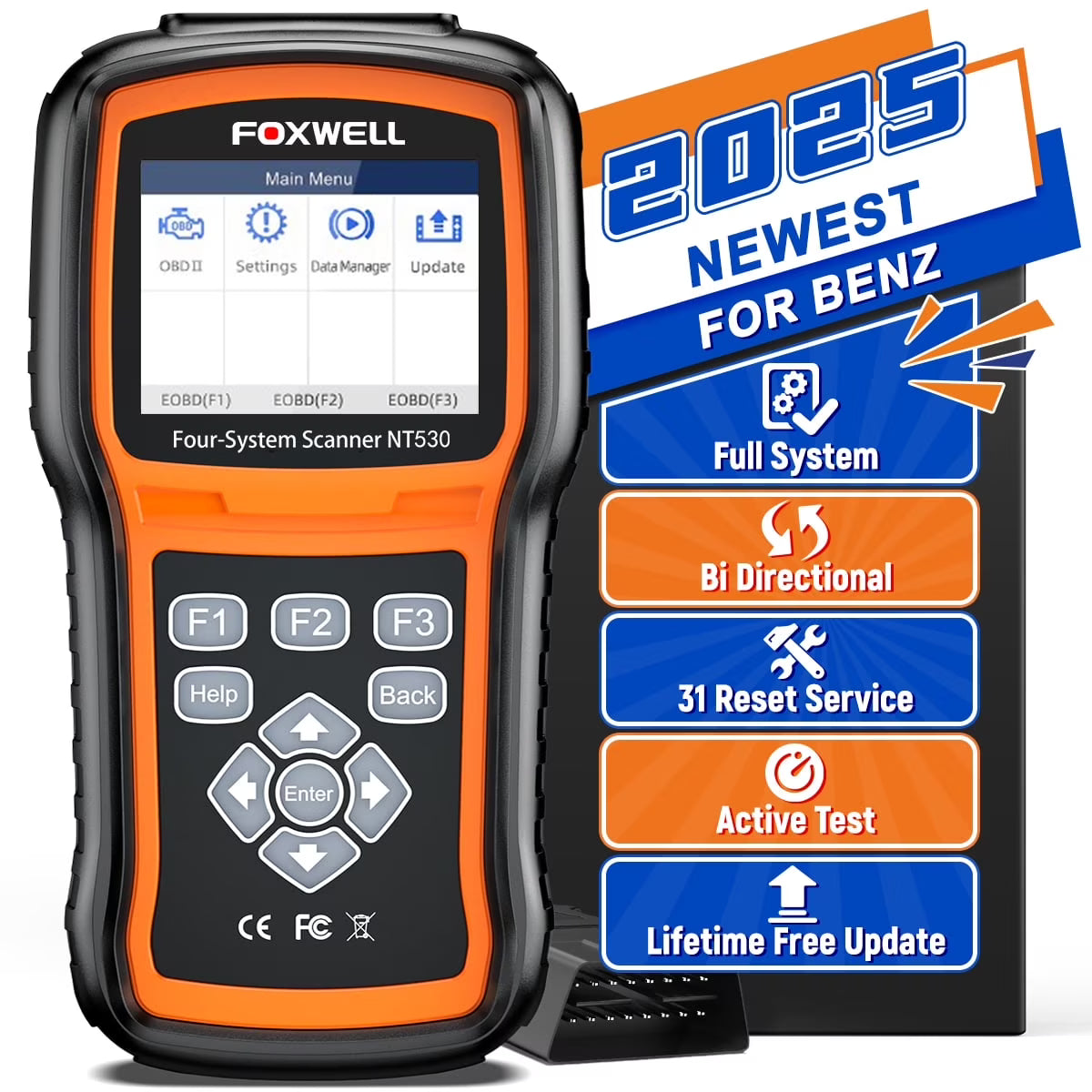 FOXWELL NT530 Plus for BENZ All Systems, All Maintenance Service - Bidirectional Diagnostic Scan Tool OBD2 Scanner Automotive Code Reader