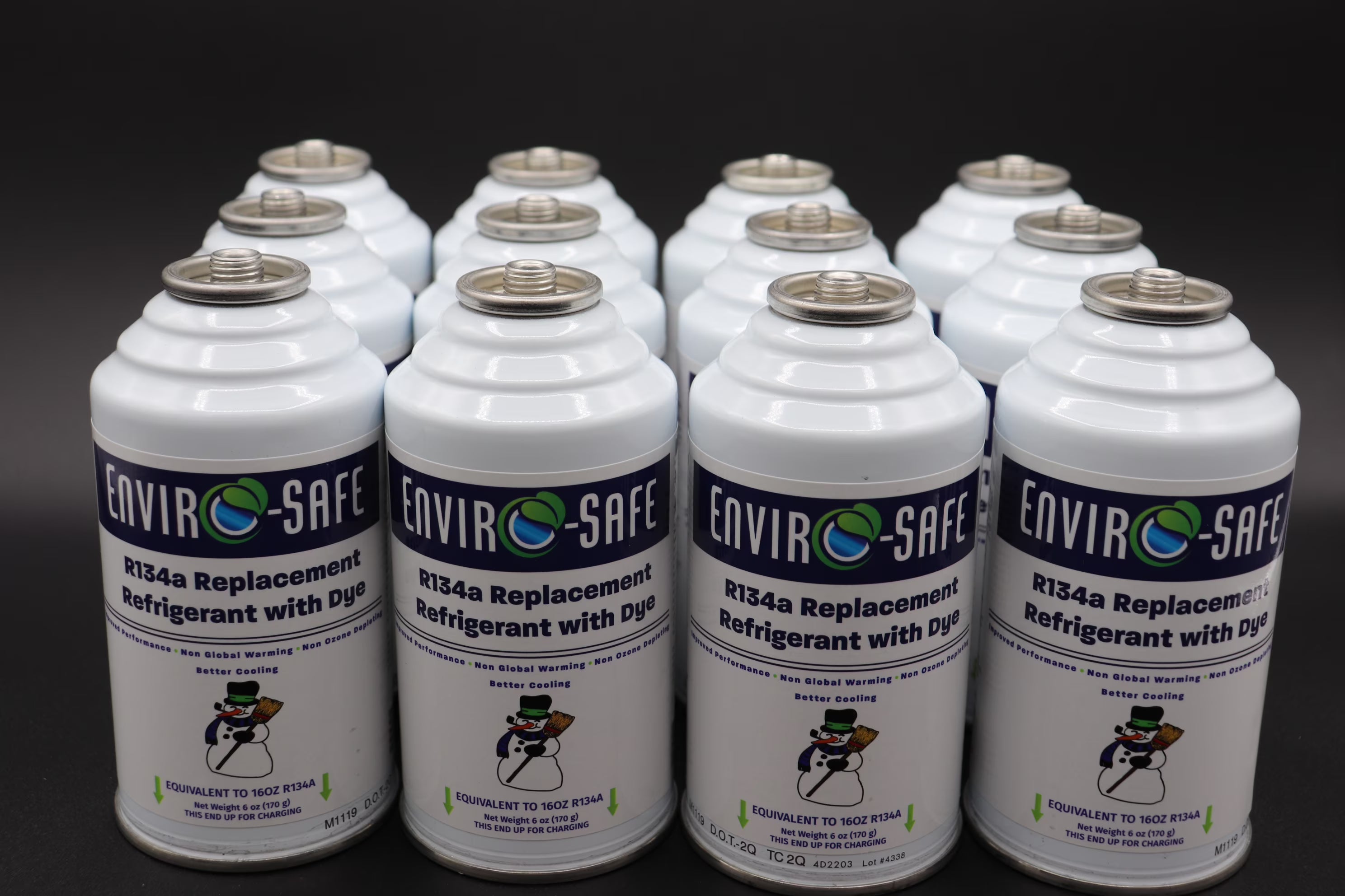 Envirosafe R134a, R134, R-134a Replacement Refrigerant with (Dye), Case of 12 Cans #1030
