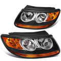 DNA Motoring For 07-12 Hyundai Santa Fe Black Amber Corner Projector Headlight Lamp Pair