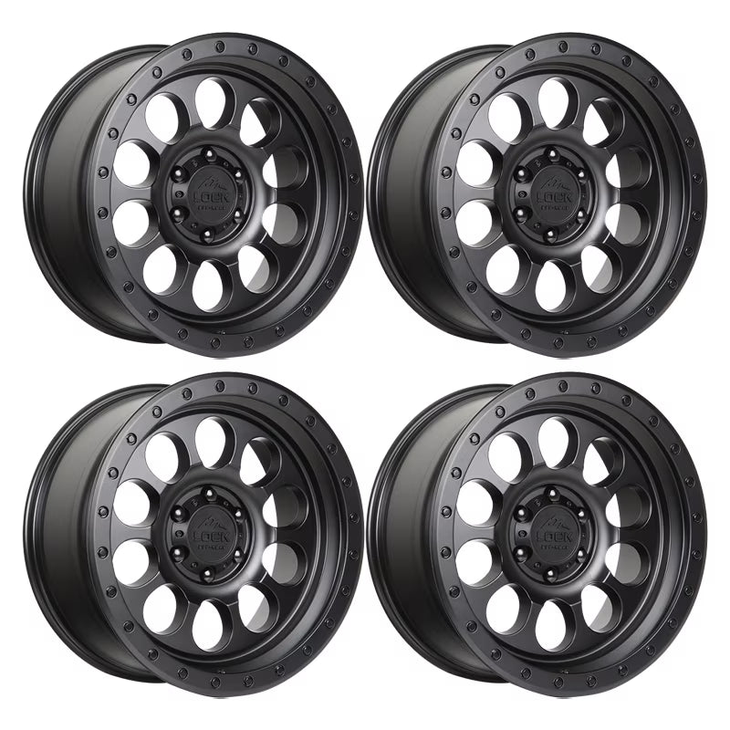 4 x Lock Offroad 50Cal Matte Black Wheels 5x127 17x9 -12et Truck Suv Rims