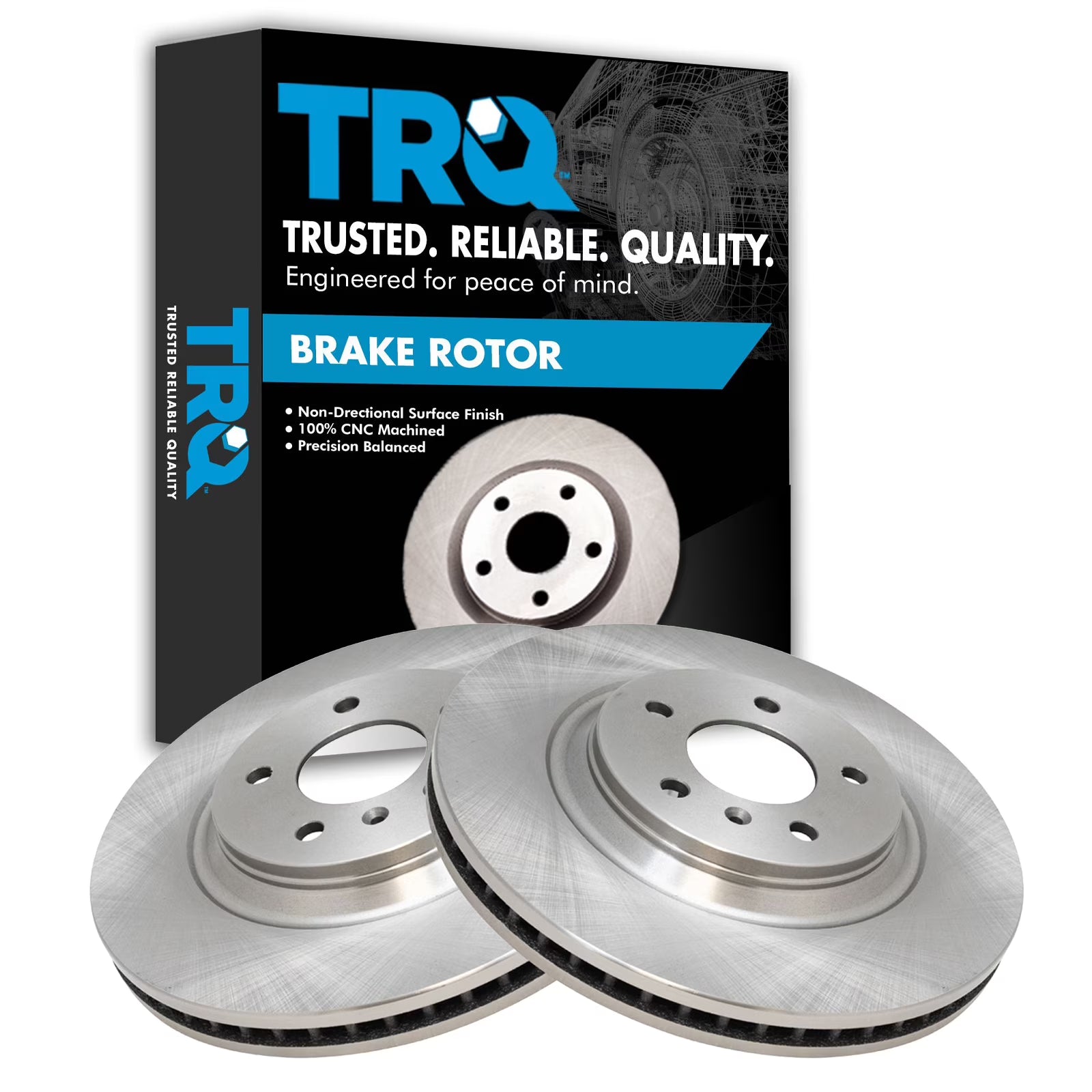 TRQ Front Brake Rotors Set Vented Fits Select 2008-2009 Buick LaCrosse 2006-2011 Lucerne Cadillac DTS 2012-2013 Chevrolet Impala 2014-2016 Impala Limited
