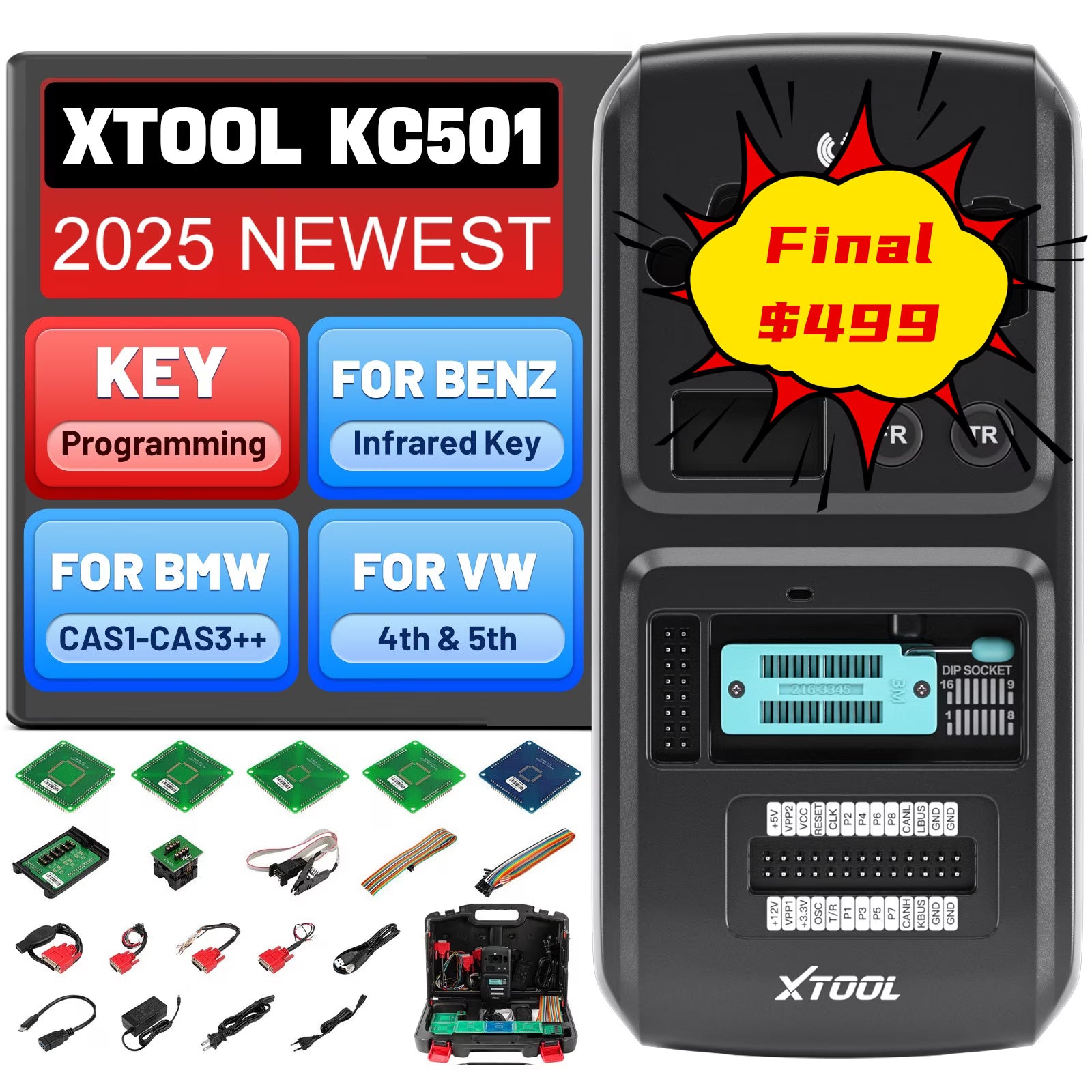 XTOOL KC501 Automotive Key Fob Programmer Tool Kits Read Write EEPROM Chip for X100PAD3 D8S D9SPRO