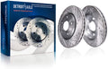 Detroit Axle - Front Brake Rotors for Volkswagen Touareg Audi Q7 Porsche Cayenne Drilled & Slotted Disc Brake Rotors Replacement : 13.78  inch Rotor