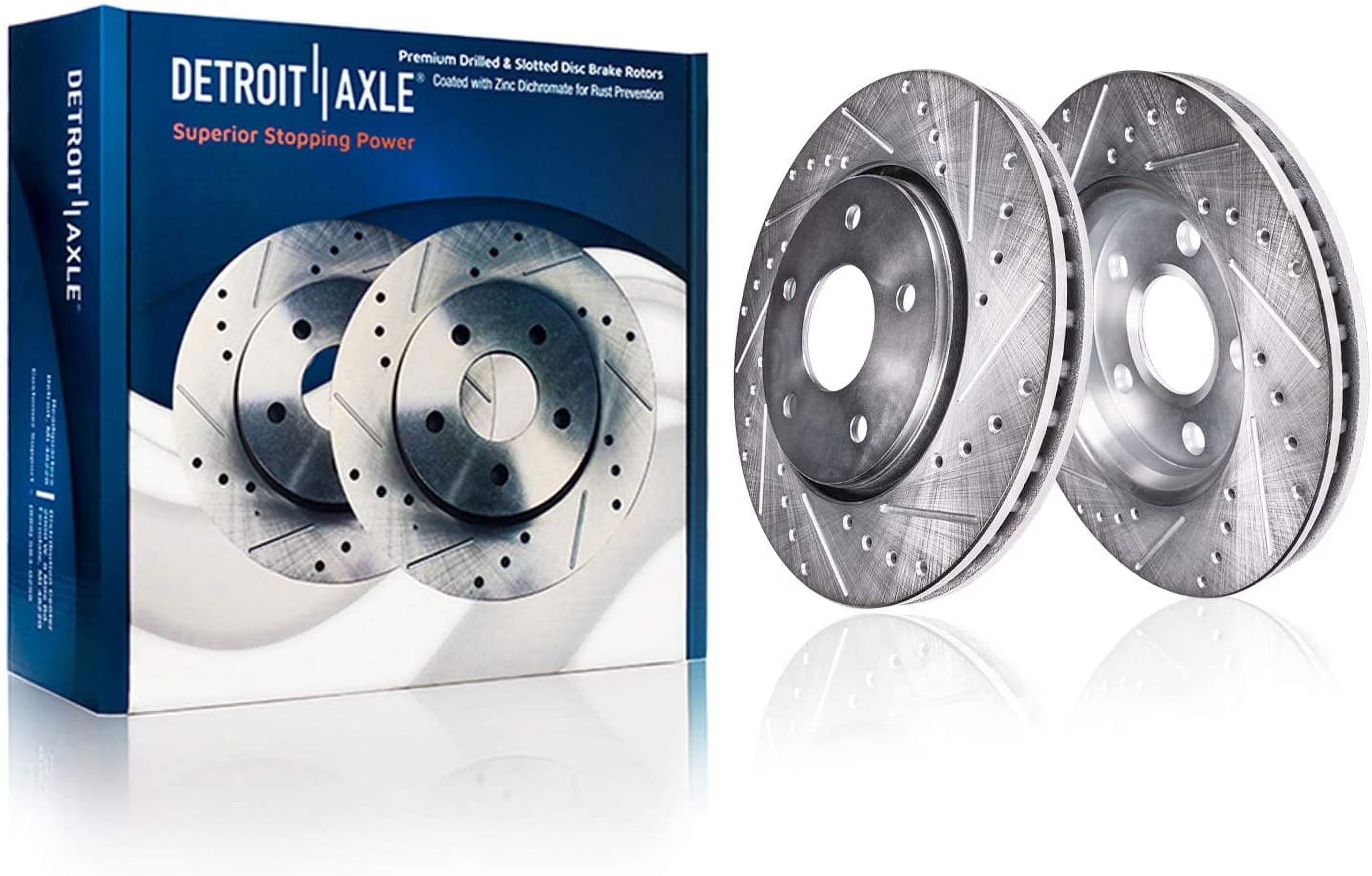 Detroit Axle - Front Brake Rotors for Volkswagen Touareg Audi Q7 Porsche Cayenne Drilled & Slotted Disc Brake Rotors Replacement : 13.78  inch Rotor