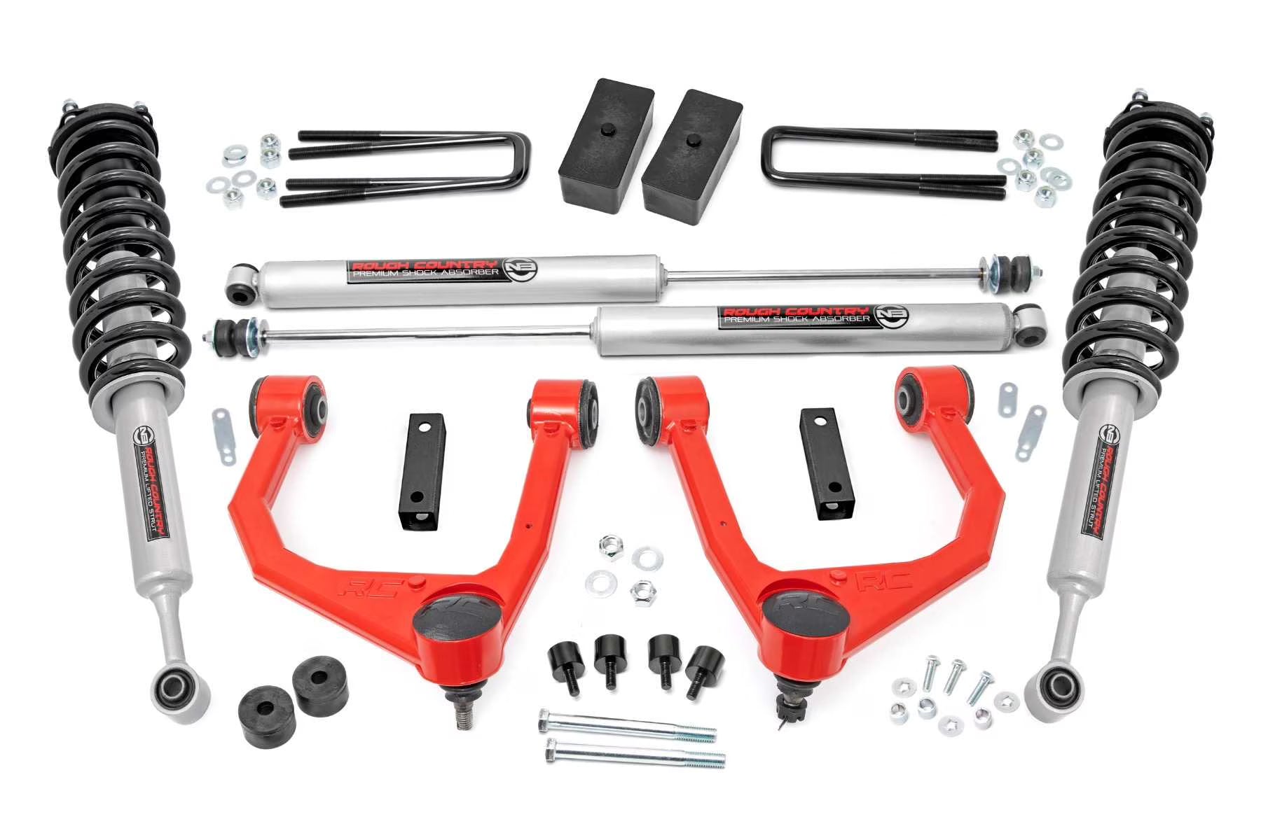 Rough Country 3.5  Lift Kit w/N3 Struts for 2007-2021 Toyota Tundra - 76831RED