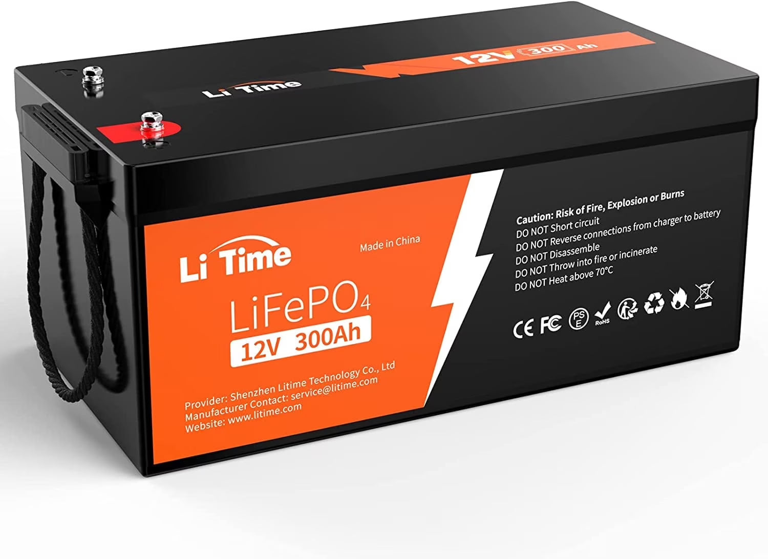 LiTime 12V 300Ah LiFePO4 Battery 200A BMS 2560W Lithium Battery for Off-Grid RV Solar Motorhome