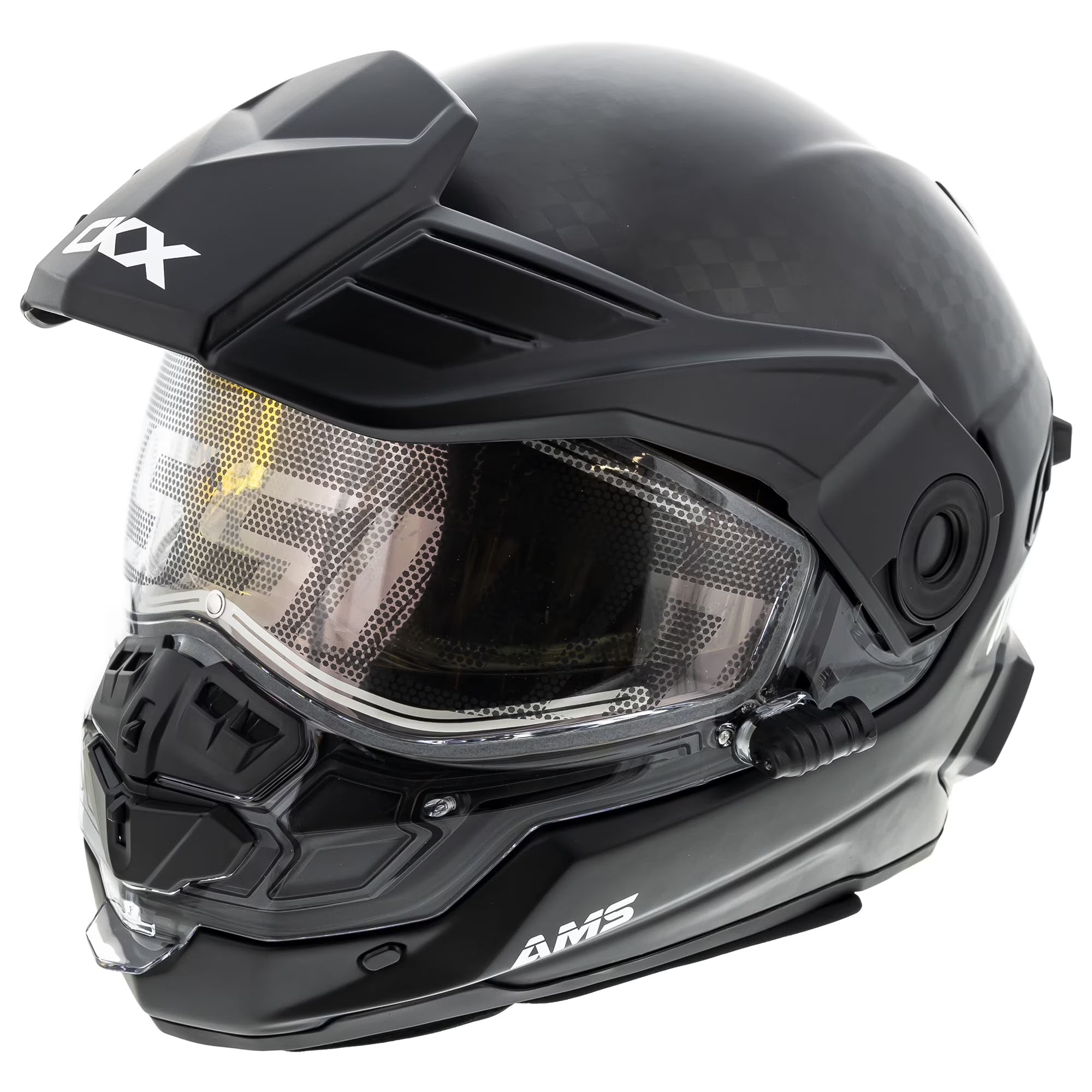 CKX Mission Carbon Fiber Electric Shield Snowmobile Helmet Black 512396