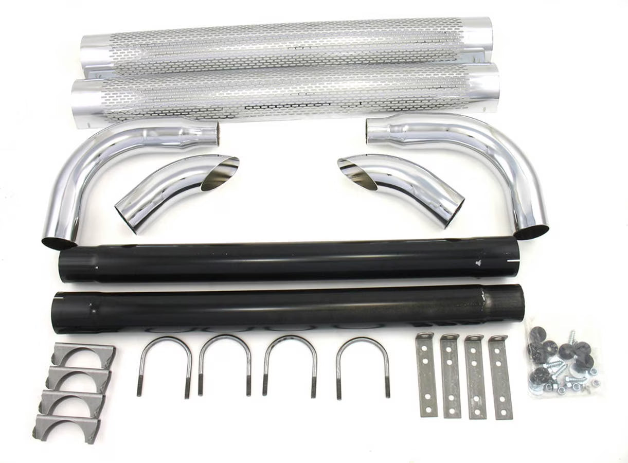 Patriot Exhaust 70 in Long Shielded Chrome Exhaust Side Pipes 2 pc P/N H1070