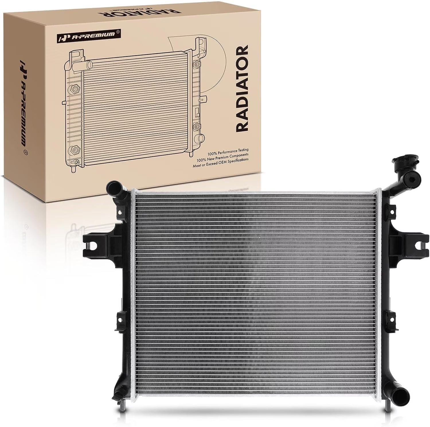 A-Premium Engine Coolant Radiator Assembly Compatible with Jeep Grand Cherokee 2005-2010, Commander 2006-2010, 3.7L 4.7L 6.1L, Replace# 55116849AB, 55116849AC