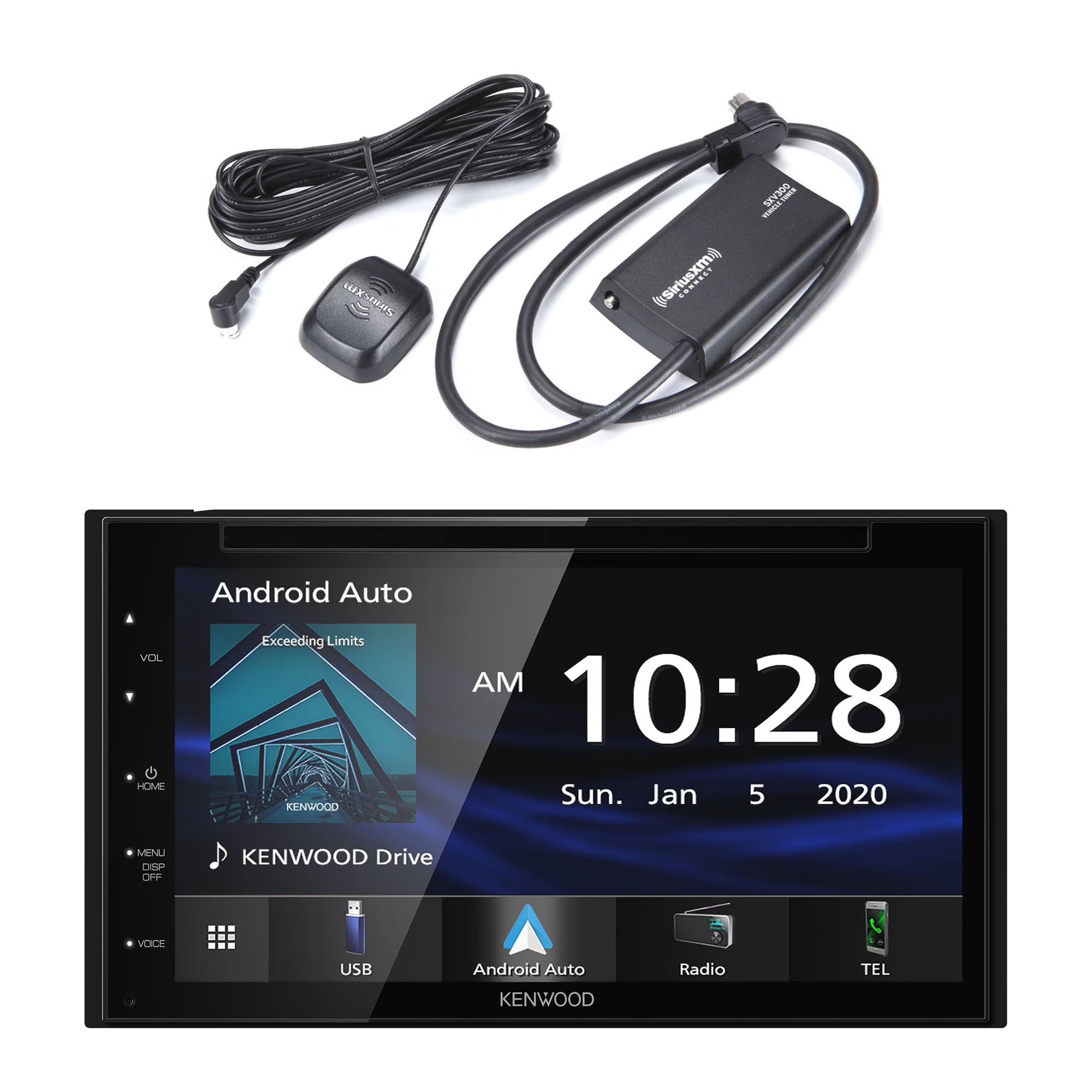Kenwood DDX5707S MultiMedia Receiver Compatible With Apple CarPlay & Android Auto with SXV300V1 SiriusXM Tuner