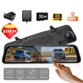 WolfBox Mirror Dash Cam, 12  4K Rear View Mirror Dashcam with Full Touch Screen, Wifi & GPS, WDR, Super Night Vision, Free 32GB Card