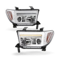 AKKON - Fits 2011-2013 Toyota Sequoia 10-13 Tundra Projector Chrome Headlights w/ LED Sequential Signal + Tube DRL Running Pair