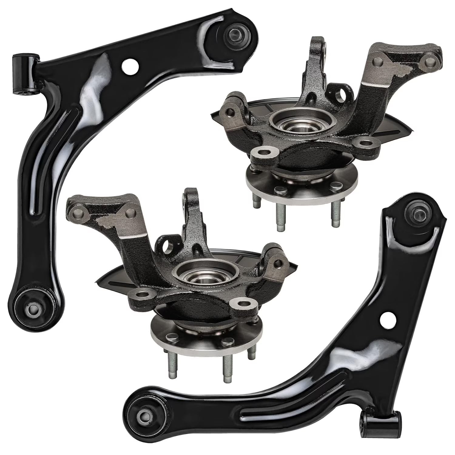 Detroit Axle - Front Steering Knuckles & Wheel Hub Bearings + Lower Control Arms Replacement for 2005-2012 Escape Tribute Mariner - 4pc Set