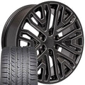 20x9 Wheel Fits GM Trucks & SUVs - Chevy Tahoe Style Black Chrome Rim, Hollander 5652