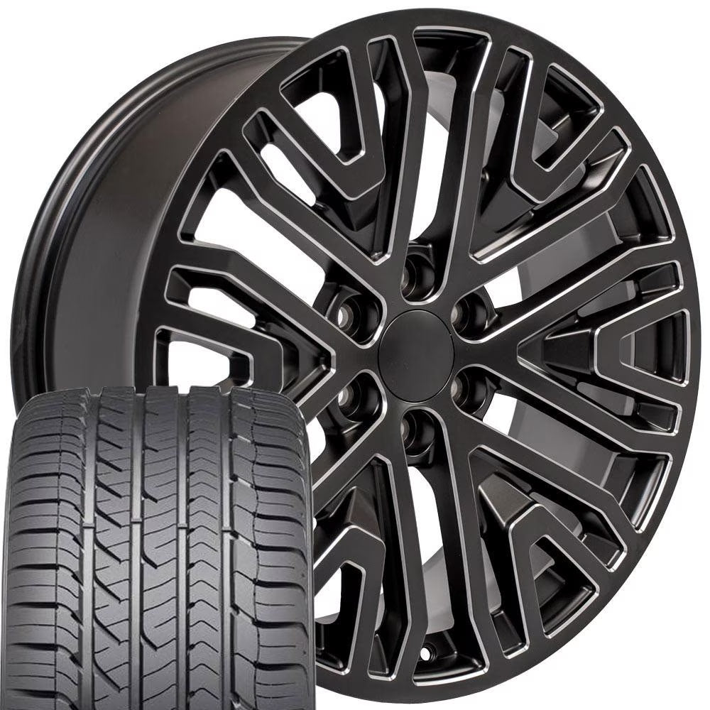20x9 Wheel Fits GM Trucks & SUVs - Chevy Tahoe Style Black Chrome Rim, Hollander 5652