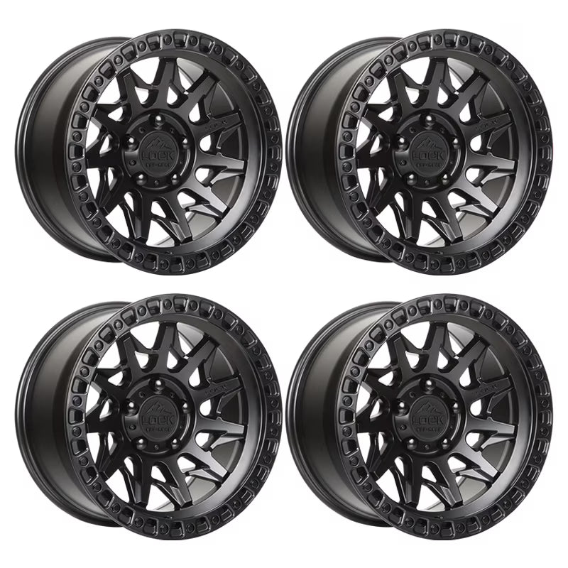 4 x Lock Offroad Lunatic Matte Black Wheels 6x135 17x9 +1et Truck Suv Rims