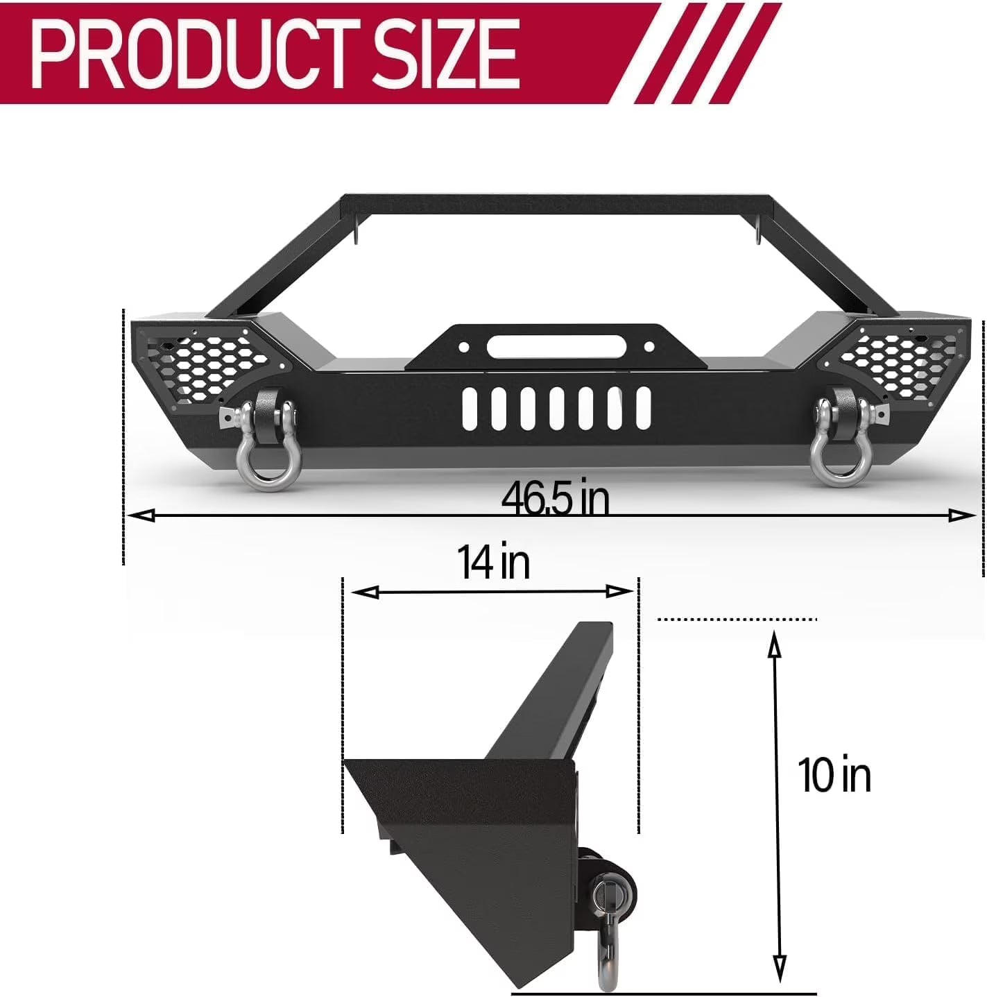 TROPOW Off-Road Front Bumper for 2018-2023 Jeep Wrangler JL & 2020-2023 Jeep Gladiator ?C Full Width Bumper with Winch Plate, LED Lights & D-Rings
