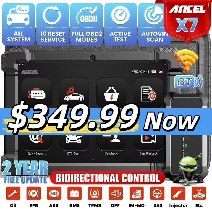 ANCEL X7 OBD2 Scanner Bluetooth, Automotive Bi-directional Scan Tool with 15 Reset, Active Test, ECU Co-ding, DPF/TPMS/EPB/Oil Reset, Full System Code Reader Scanner for VW Audi, 2 Years Free Update