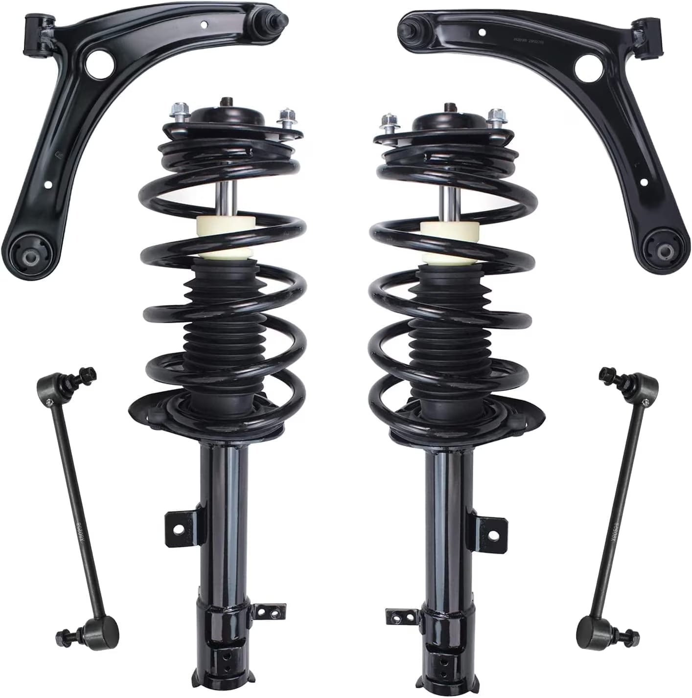 Detroit Axle - 6pc Front End Suspension Kit for 07-12 Dodge Caliber, 2 Struts & Coil Spring 2 Lower Control Arms w/Ball Joint 2 Sway Bars 2007 2008 2009 2010 2011 2012 Replacement